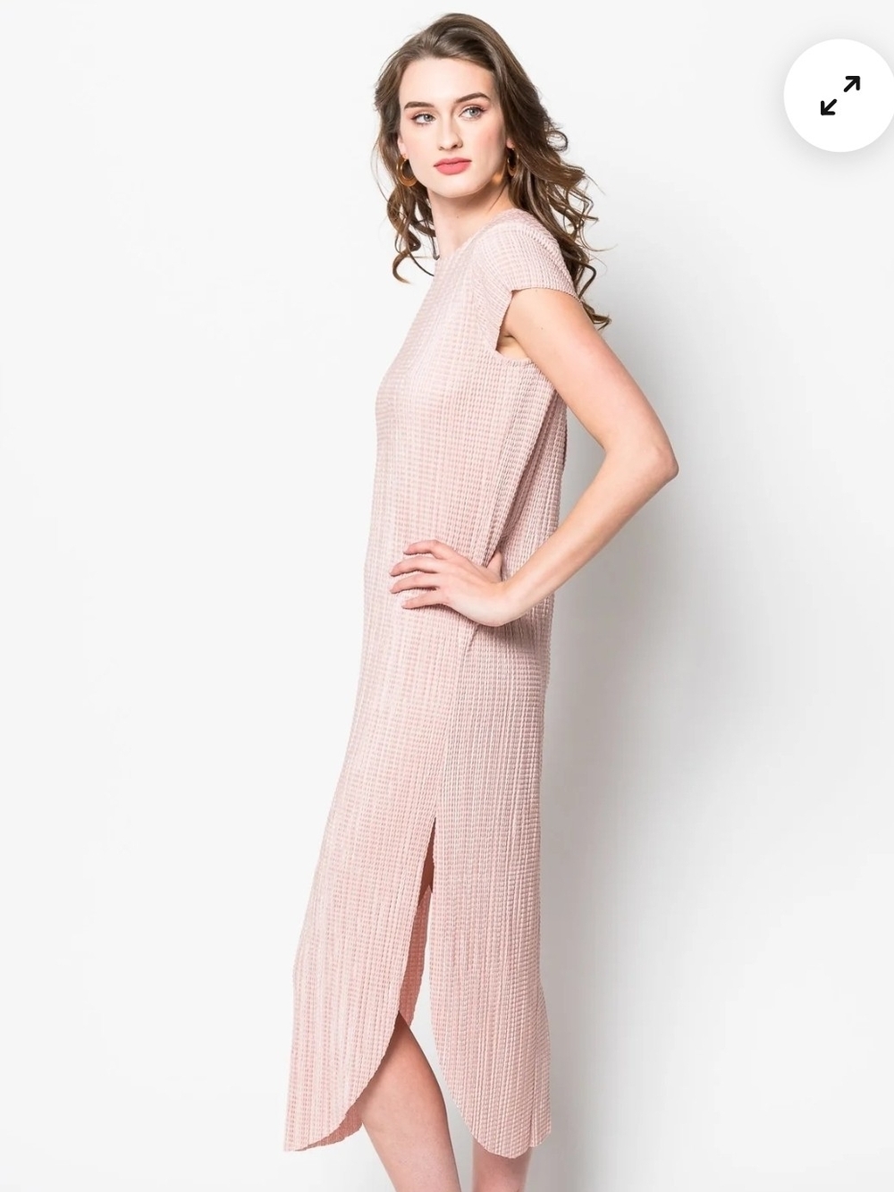 Sabina Musayev Blush Pink Textured Midi Dress